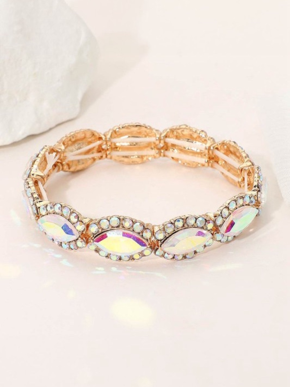 Multicolor Ab boho western evening stretch Crystal rhinestone beaded Bracelet
